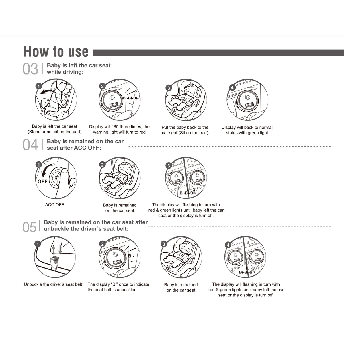 STEEL MATE Automotive Baby Car Seat Alarm System Reminder , Backseat B