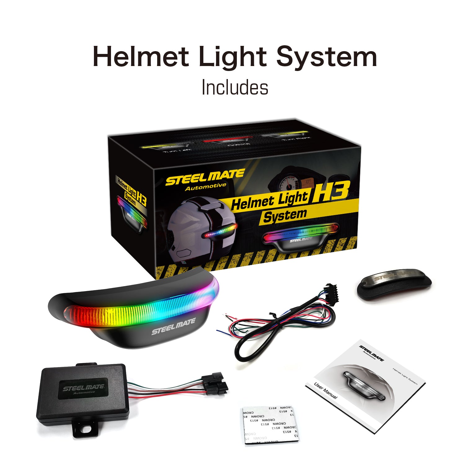 Steel MATE Helmet Light System Wireless Motorcycle Helmet Signal Light
