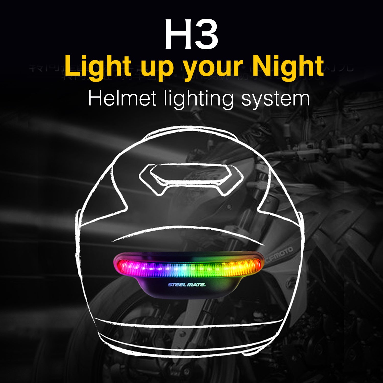 Steel MATE Helmet Light System Wireless Motorcycle Helmet Signal Light