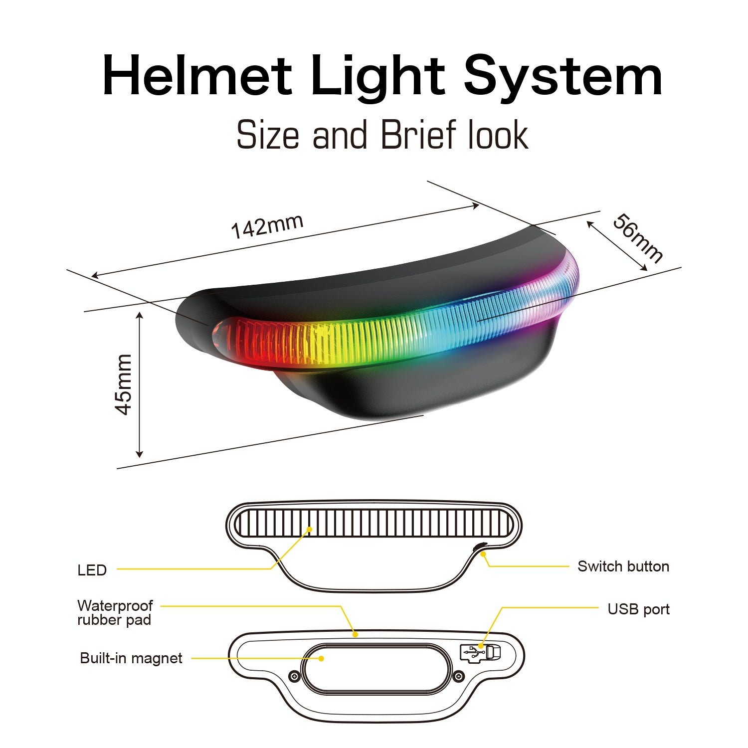 STEEL MATE Wireless Helmet Brake Light and Running Light for Motorcycl