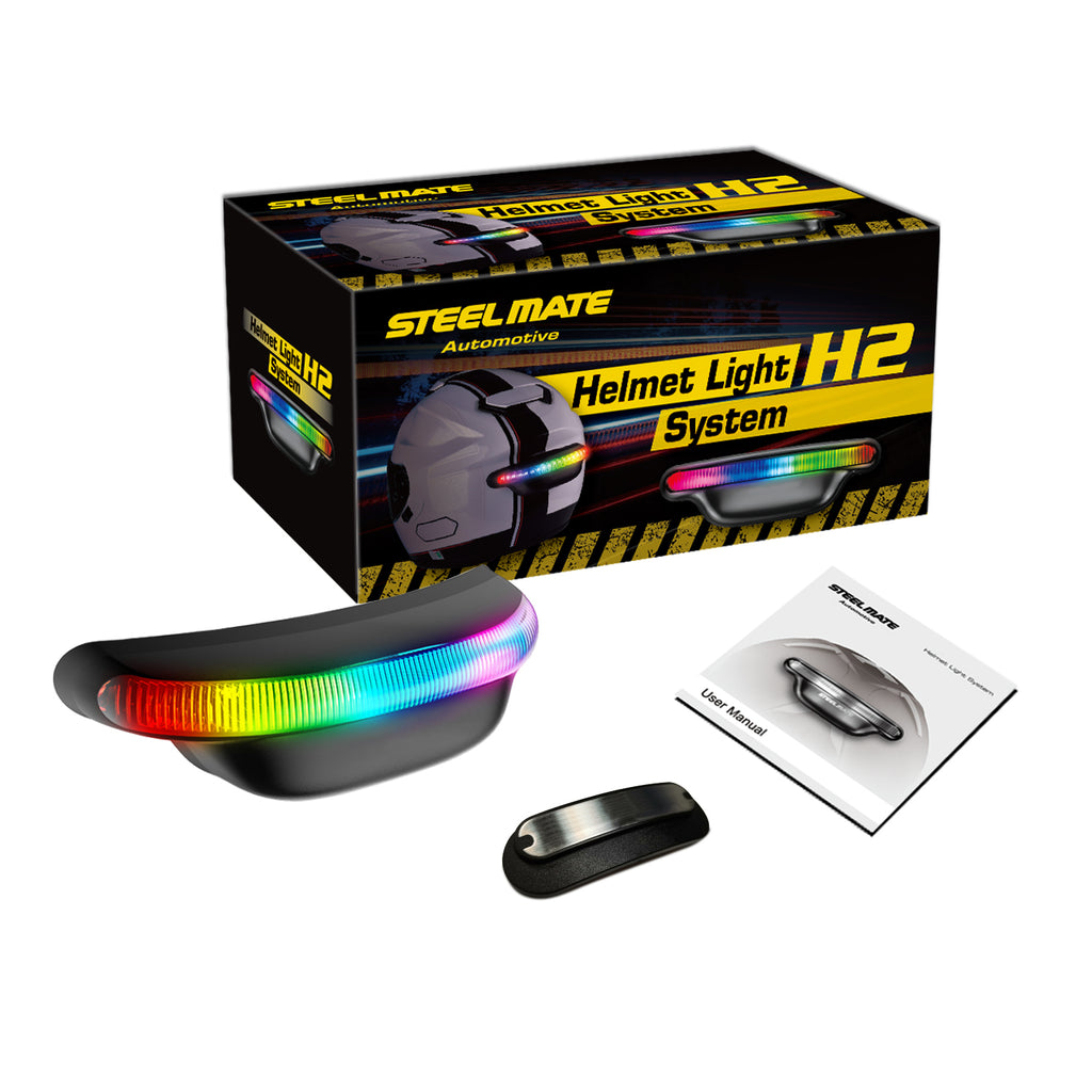 STEEL MATE Wireless Helmet Brake Light and Running Light for Motorcycle Safety Rechargeable LED Signal Light for Helmet - H2